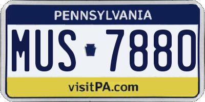 PA license plate MUS7880