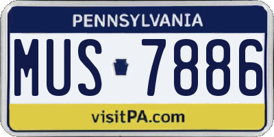 PA license plate MUS7886