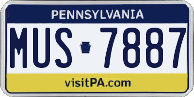 PA license plate MUS7887