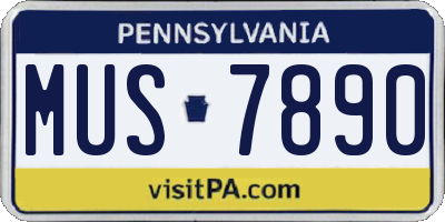 PA license plate MUS7890