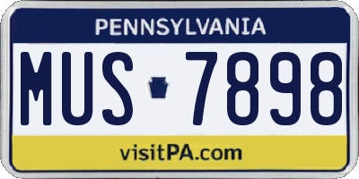 PA license plate MUS7898