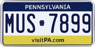 PA license plate MUS7899