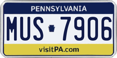PA license plate MUS7906