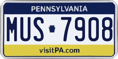PA license plate MUS7908