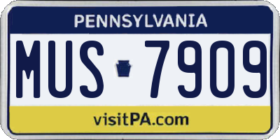 PA license plate MUS7909