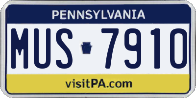PA license plate MUS7910