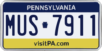 PA license plate MUS7911