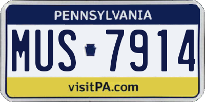 PA license plate MUS7914