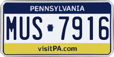 PA license plate MUS7916