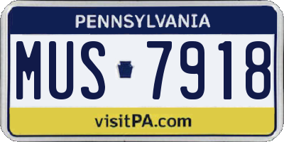 PA license plate MUS7918
