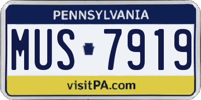PA license plate MUS7919