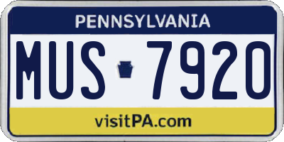 PA license plate MUS7920