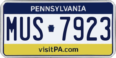 PA license plate MUS7923