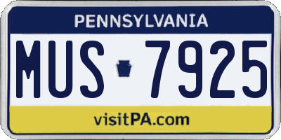 PA license plate MUS7925
