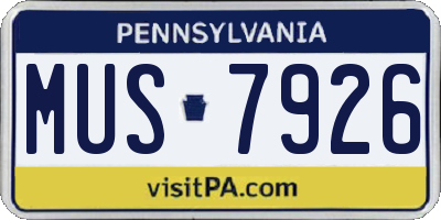 PA license plate MUS7926