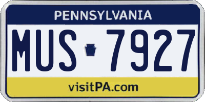 PA license plate MUS7927
