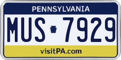 PA license plate MUS7929
