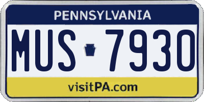 PA license plate MUS7930