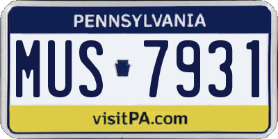 PA license plate MUS7931