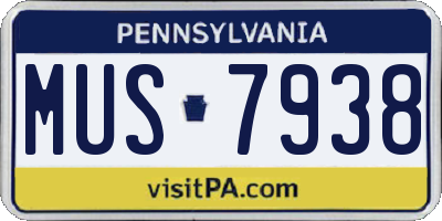 PA license plate MUS7938