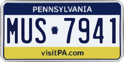 PA license plate MUS7941
