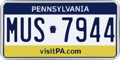 PA license plate MUS7944