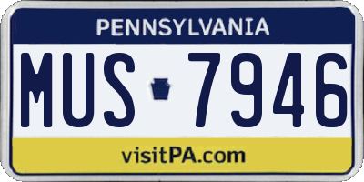 PA license plate MUS7946