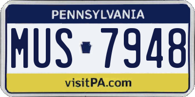 PA license plate MUS7948