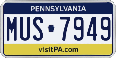 PA license plate MUS7949