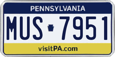 PA license plate MUS7951