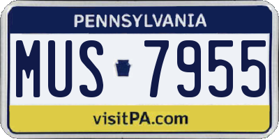 PA license plate MUS7955