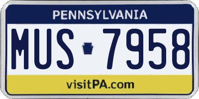 PA license plate MUS7958