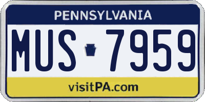 PA license plate MUS7959