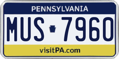 PA license plate MUS7960
