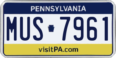 PA license plate MUS7961
