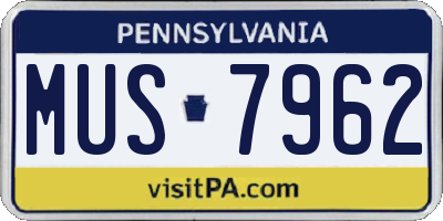 PA license plate MUS7962