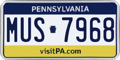 PA license plate MUS7968