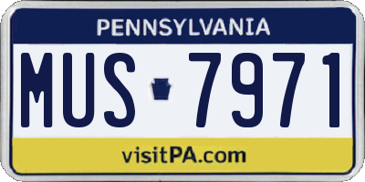 PA license plate MUS7971