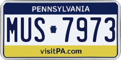 PA license plate MUS7973