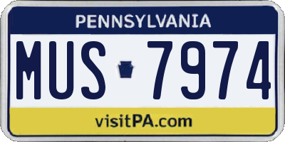 PA license plate MUS7974