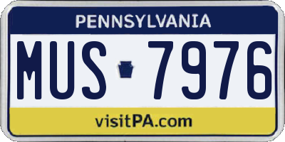 PA license plate MUS7976