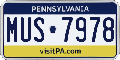 PA license plate MUS7978