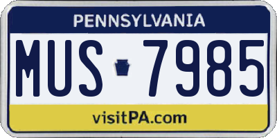 PA license plate MUS7985