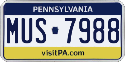 PA license plate MUS7988