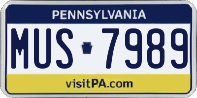 PA license plate MUS7989