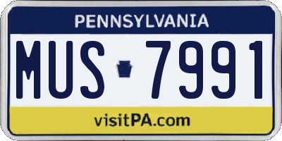 PA license plate MUS7991