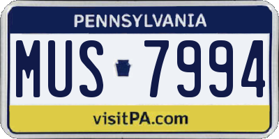 PA license plate MUS7994