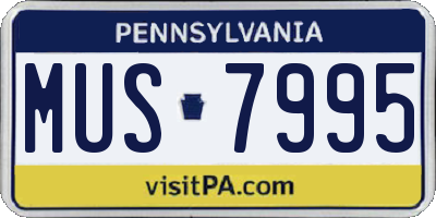PA license plate MUS7995