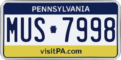 PA license plate MUS7998