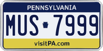 PA license plate MUS7999